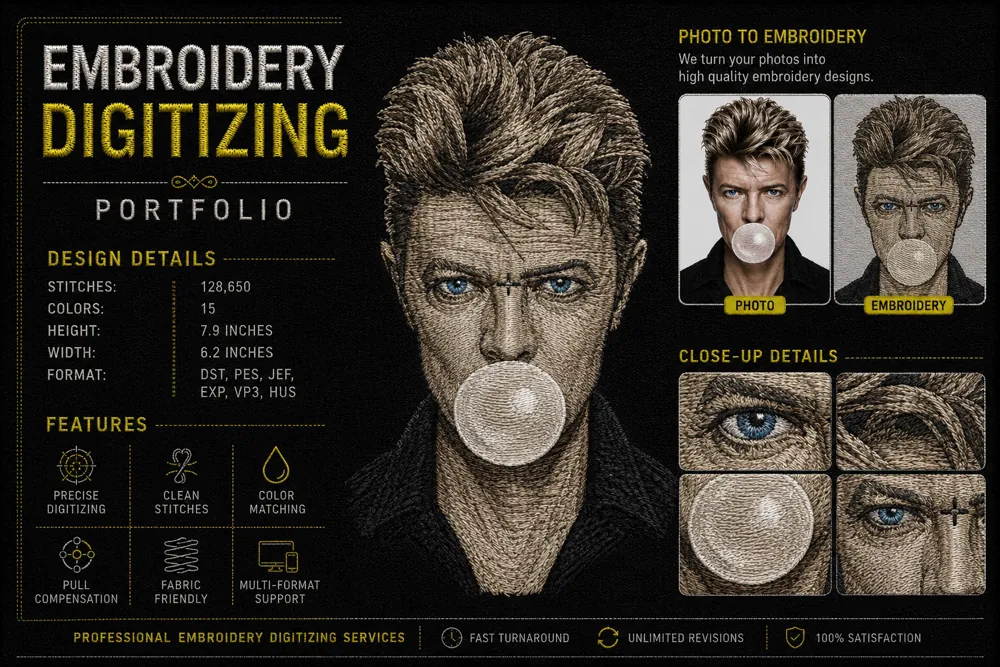 Photo / Portrait embroidery digitizing sample