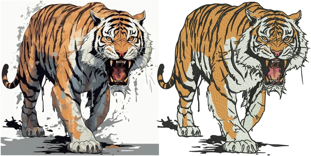 Tiger Full Back Design – embroidery digitizing sample